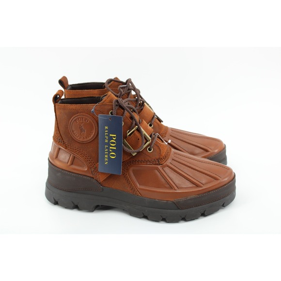 New Polo Ralph Lauren Oslo Low Boot Waterproof Leather Suede Men Brown 11 D - Picture 1 of 8